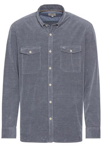 camel active Herren Langarm Hemd in Regular Fit aus Cord Denim Blau, Menswear-XL von camel active