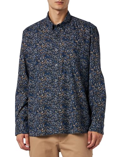 camel active Herren Langarm Hemd mit Allover-Print Blau Menswear-XL von camel active