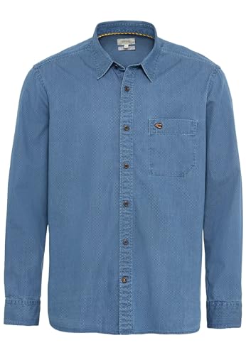 camel active Herren Langarm Hemd mit tonalem Minimalmuster Blau, Menswear-M von camel active