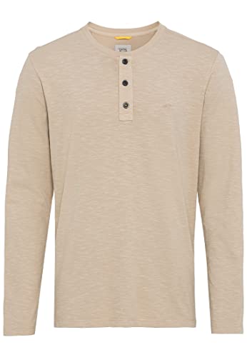 camel active Herren Langarm Henley-Shirt mit Knopfleiste aus Bio-Baumwolle Beige Menswear-M von camel active