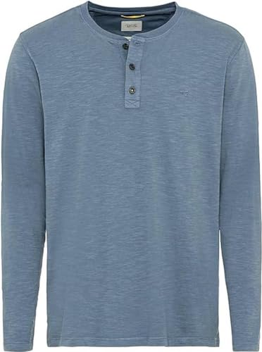 camel active Herren Langarm Henley-Shirt mit Knopfleiste aus Bio-Baumwolle Blau Menswear-S von camel active