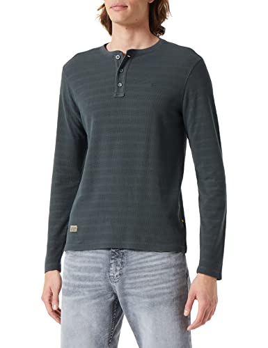 camel active Herren Langarm Henleyshirt aus Reiner Baumwolle Dunkelgrau Menswear-L von camel active