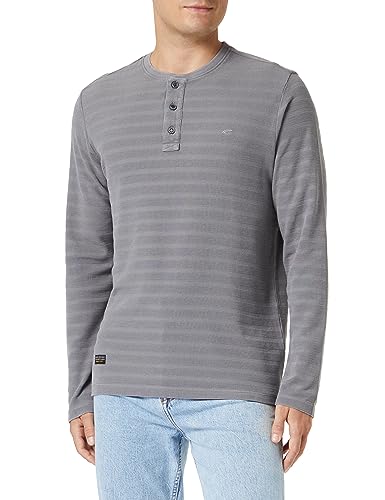 camel active Herren Langarm Henleyshirt aus Reiner Baumwolle Grau Menswear-L von camel active