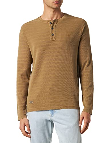 camel active Herren Langarm Henleyshirt aus Reiner Baumwolle Hellbraun Menswear-XL von camel active