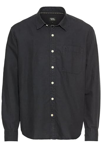 camel active Herren Langarm-Leinenhemd mit Soft-Wash-Veredelung Dunkelblau, Menswear-XXL von camel active