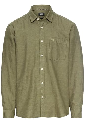 camel active Herren Langarm-Leinenhemd mit Soft-Wash-Veredelung Dunkelgrün, Menswear-XL von camel active