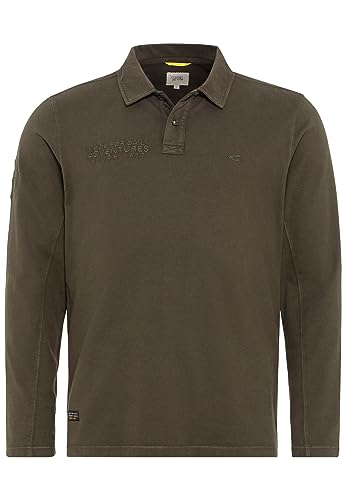 camel active Herren Langarm-Poloshirt aus Reiner Baumwolle Dunkel Khaki Menswear-L von camel active