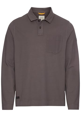 camel active Herren Langarm Poloshirt aus Reiner Baumwolle Grau, Menswear-M von camel active