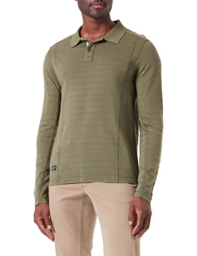 camel active Herren Langarm Poloshirt aus Reiner Baumwolle Oliv-Braun Menswear-S von camel active