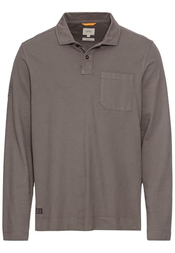 camel active Herren Langarm Poloshirt aus zertifiziertem Organic Cotton Grau, Menswear-S von camel active