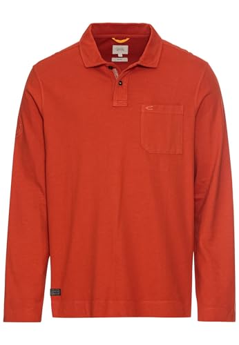 camel active Herren Langarm Poloshirt aus zertifiziertem Organic Cotton Rot, Menswear-S von camel active