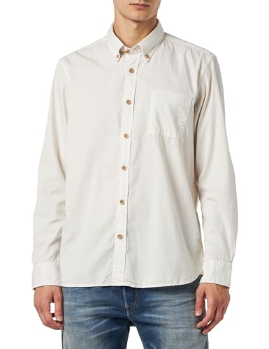 camel active Regular Fit Hemd Langarm Button Down Kragen Streifenstruktur weiß Größe L von camel active