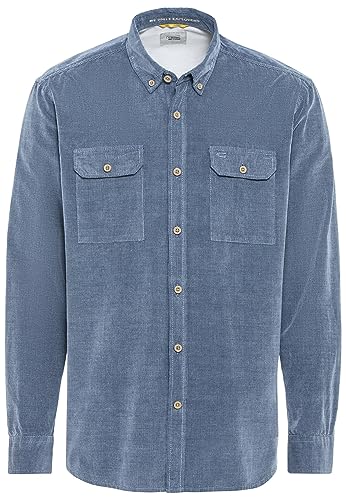 camel active Herren Langarmhemd aus gebrochenem Kord Blau Menswear-M von camel active