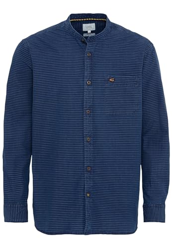 camel active Herren Langarmhemd mit dezentem Streifenmuster Blau Menswear-XL von camel active