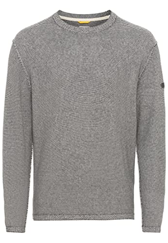 camel active Herren Leichter Strickpullover im feinen Streifenmuster Grau, Menswear-XL von camel active