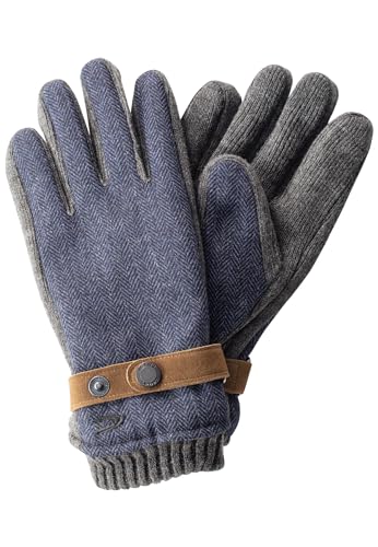 camel active Herren Handschuhe mit Lederriemen in Wolloptik Blau, menswear-M von camel active