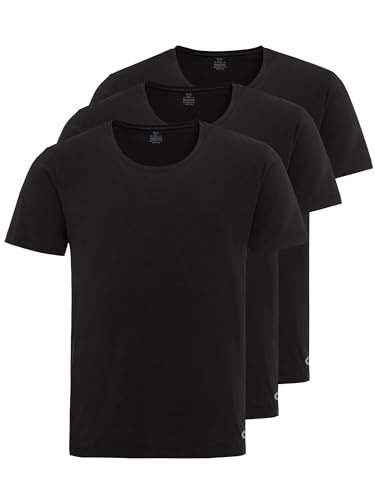 camel active Herren Rundhals Unterziehshirt im 3er Pack - Unterhemd - Stretch - Kurzarm T-Shirt aus einem angenehmen Baumwollmix Schwarz Menswear-L von camel active