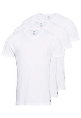 camel active Herren Rundhals Unterziehshirt im 3er Pack - Unterhemd - Stretch - Kurzarm T-Shirt aus einem angenehmen Baumwollmix Wollweiß Menswear-S von camel active