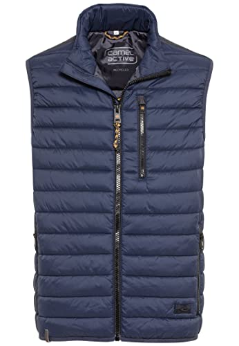 camel active Herren Steppweste - Schwarz, Dunkelblau, Braun - Wasserabweisend, Ärmellos, Leicht - Moderne Outdoor Weste - aus recyceltem Polyester Dunkelblau menswear-50 von camel active