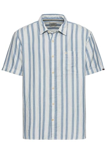 camel active Herren Streifenhemd aus Reiner Baumwolle Blau-Weiß, Menswear-L von camel active