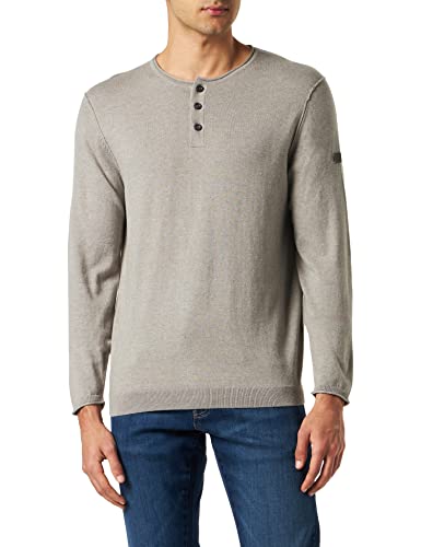 camel active Herren Strick Henley aus Biobaumwolle Grau Menswear-XL von camel active