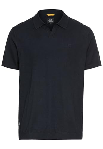 camel active Herren Strick-Poloshirt aus Baumwoll-Leinen-Mix Dunkelblau, Menswear-XXL von camel active
