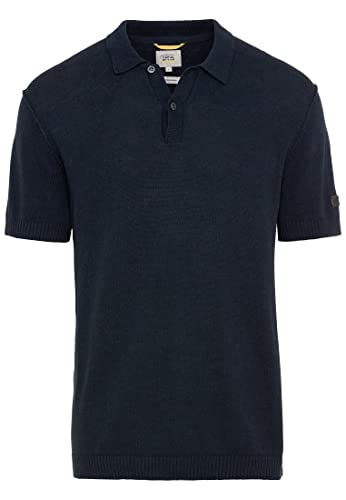 camel active Herren Strick-Poloshirt im Baumwoll-Leinen-Mix Dunkelblau, Menswear-L von camel active
