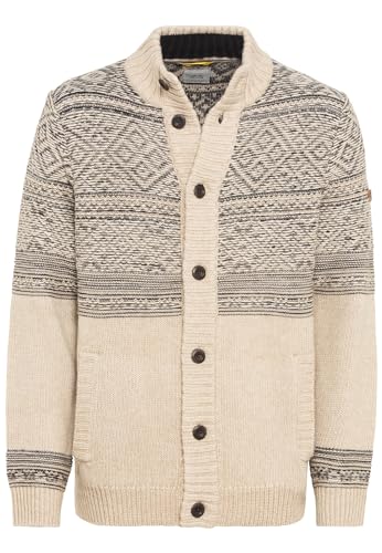 camel active Herren Strickjacke Knitjacket mit Norwegermuster Silber grau/beige - M von camel active