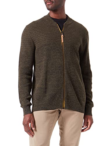 camel active Herren Strickjacke aus angenehmen Baumwollmix Oliv-Braun Menswear-M von camel active