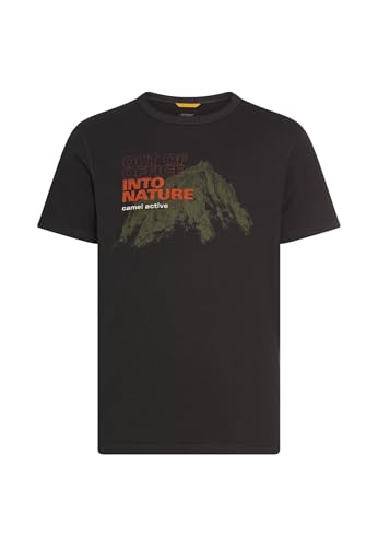 camel active Herren T-Shirt aus Reiner Baumwolle mit Rundhalsausschnitt Schwarz, Menswear-XXL von camel active