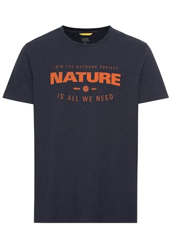 camel active Herren T-Shirt mit Print aus nachhaltigem Organic Cotton Dunkelblau/Orange Menswear-L von camel active