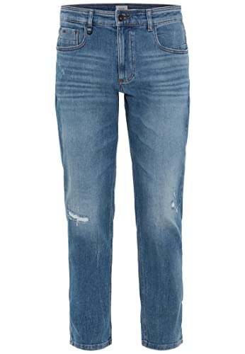 camel active Herren Tapered Fit Destroyed Jeans mit Smartphone Tasche Denim Blau, menswear-31/32 von camel active