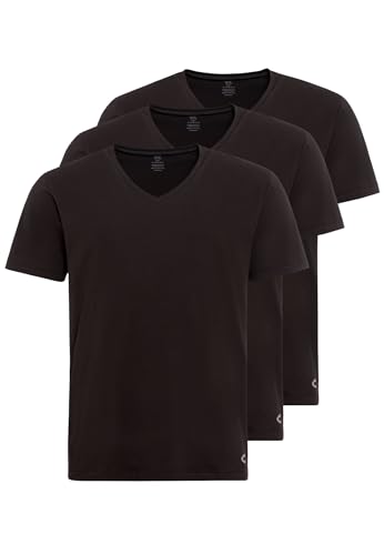 camel active Herren Unterziehshirt | V-Neck Unterhemden im 3-er Pack | weiß und schwarz | hochwertiger Baumwollmix mit Elasthan Schwarz Menswear-L von camel active