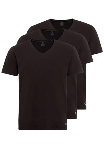 camel active Herren Unterziehshirt | V-Neck Unterhemden im 3-er Pack | weiß und schwarz | hochwertiger Baumwollmix mit Elasthan Schwarz Menswear-S von camel active