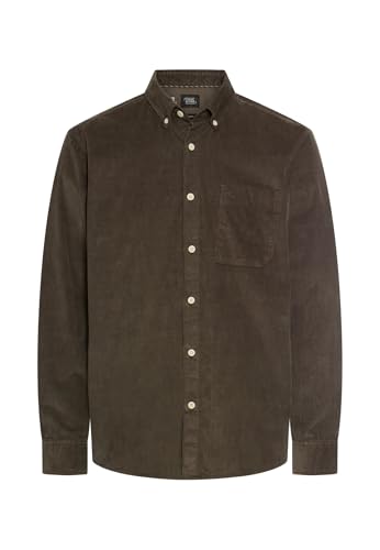 camel active Herren fleXXXactive® Langarm Shirt mit Button-Down-Kragen und Brusttasche Dunkelbraun, Menswear-XXL von camel active