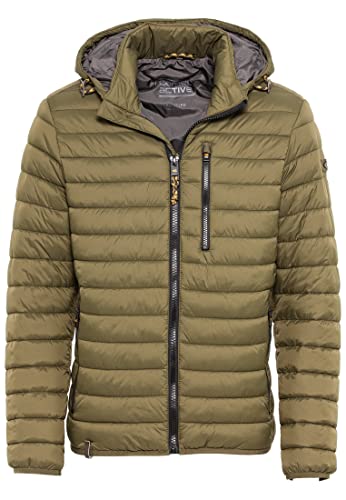 camel active Herren leichte Jacke Stepp-Blouson mit Kapuze aus recyceltem Nylon in Blau, Braun, Rot und Schwarz Oliv-Braun menswear-52 von camel active