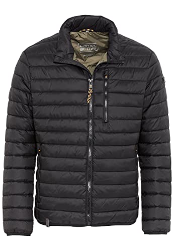 camel active Herren leichte Wasserabweisende Übergangsjacke Stepp-Blouson aus recyceltem Material in Schwarz, Grün und Dunkelblau Schwarz menswear-60 von camel active