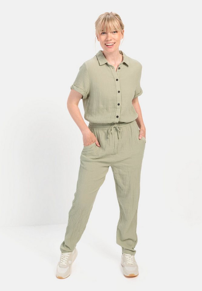 camel active Jumpsuit aus sommerlichem Musselin Kurzarm Kentkragen von camel active