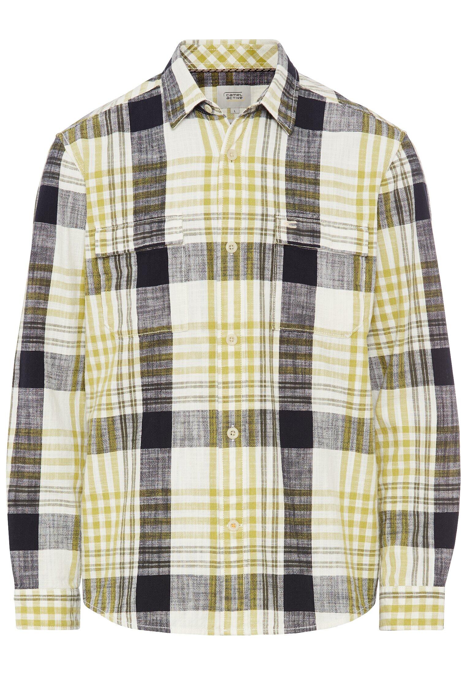 camel active - Kariertes Langarm Hemd aus Baumwolle moss - Gr. - M von camel active