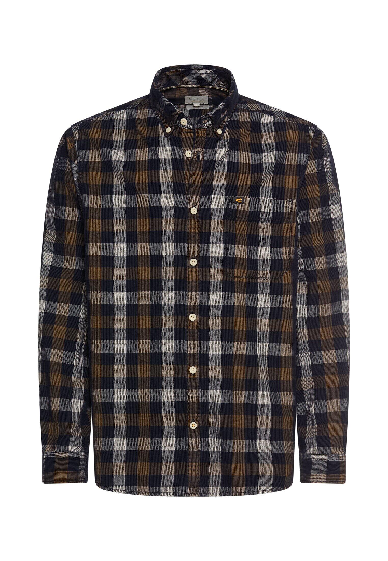 camel active - Kariertes Langarm Hemd mit Brusttasche dark brown - Gr. - 4XL von camel active