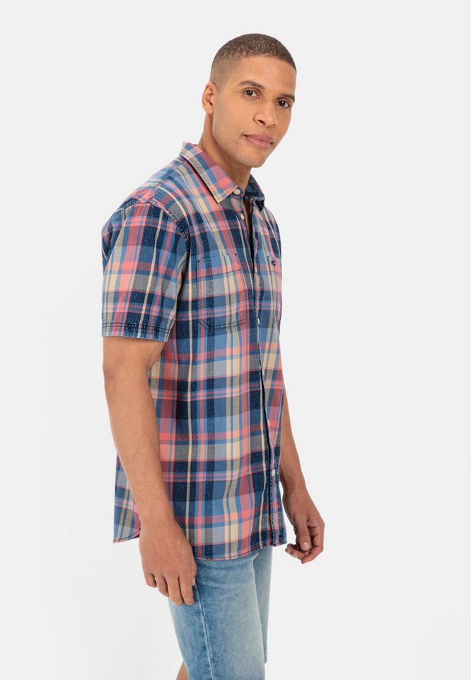 camel active Karohemd aus reiner Baumwolle Kurzarm Kentkragen Kentkragen von camel active