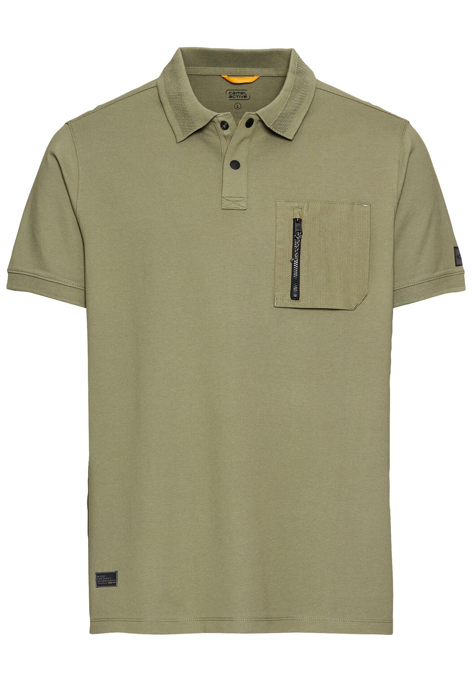 camel active - Kurzarm Poloshirt mit Cooling Effekt dusty khaki - Gr. - L von camel active