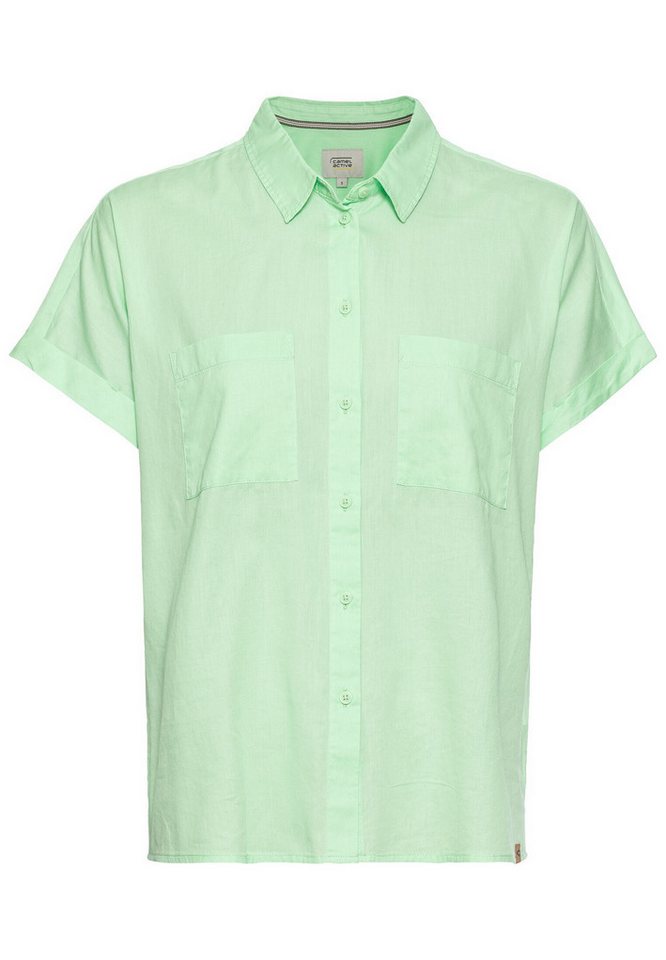 camel active Kurzarmbluse Halbarm Bluse aus einem Baumwoll-Twill von camel active