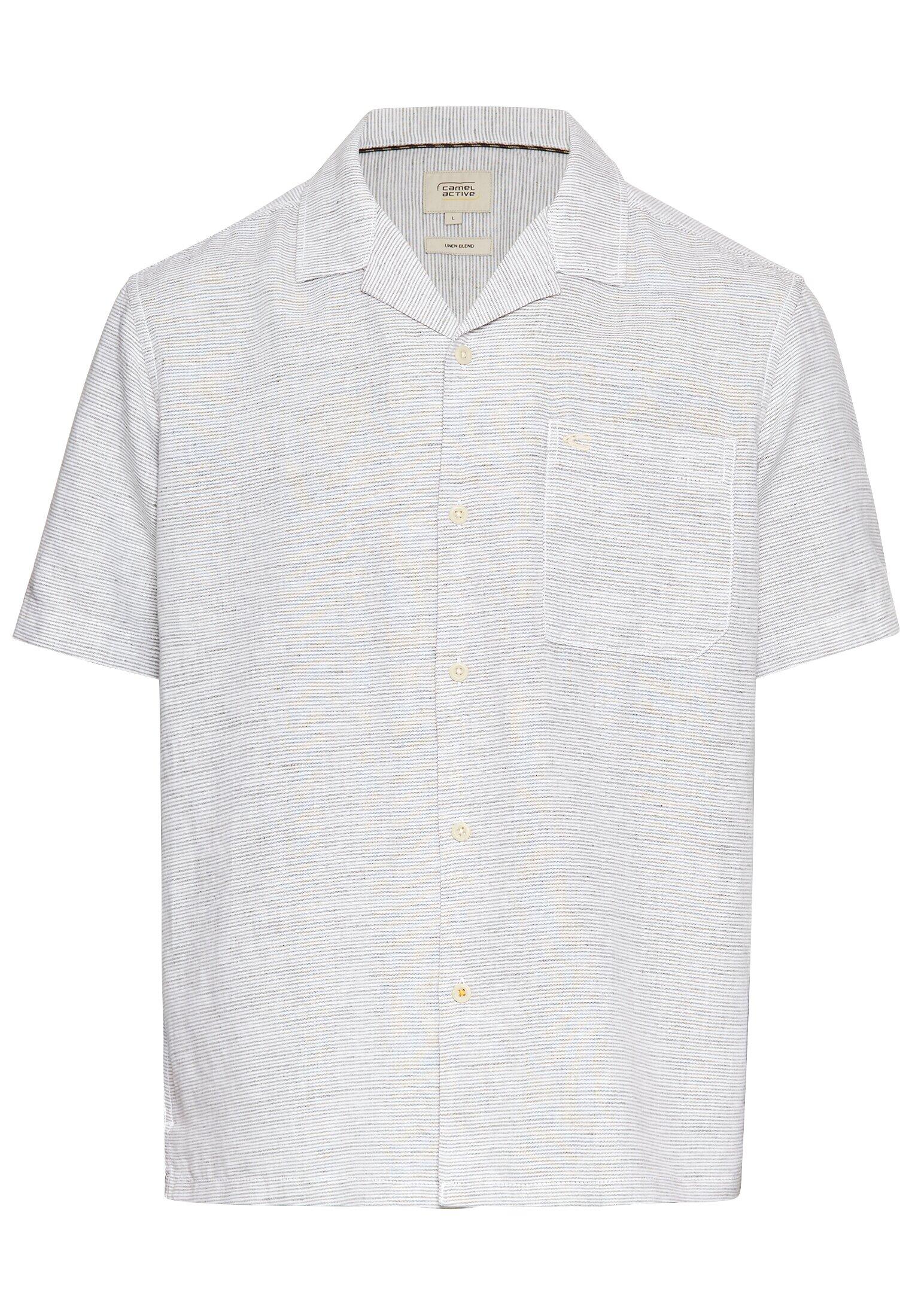 camel active - Kurzarmhemd aus Leinen-Baumwoll-Mix dusty khaki - Gr. - L von camel active