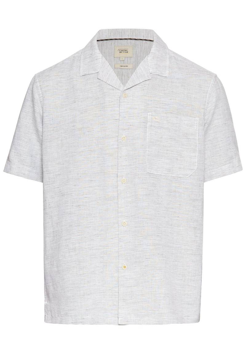 camel active - Kurzarmhemd aus Leinen-Baumwoll-Mix dusty khaki - Gr. - L von camel active