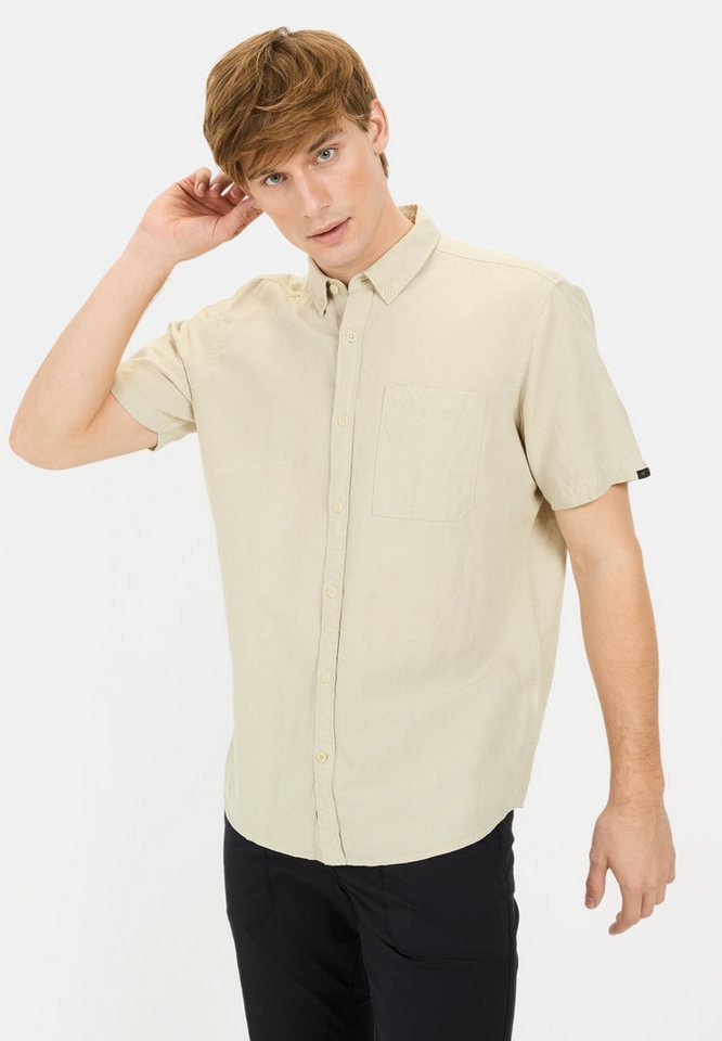 camel active Kurzarmhemd aus einem Baumwoll-Leinenmix Kurzarm Button-Down Button-Down von camel active