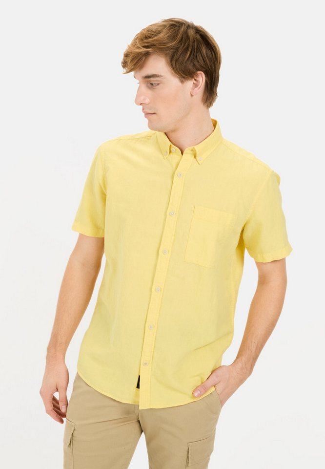 camel active Kurzarmhemd aus einem Baumwoll-Leinenmix Kurzarm Button-Down Button-Down von camel active