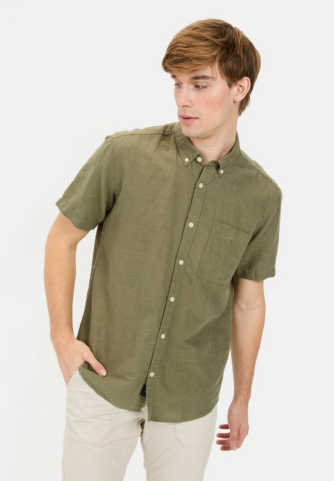 camel active Kurzarmhemd aus einem Baumwoll-Leinenmix Kurzarm Button-Down Button-Down von camel active