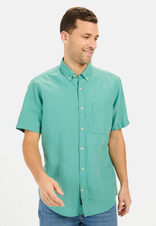 camel active Kurzarmhemd aus einem Baumwoll-Leinenmix Kurzarm Button-Down Button-Down von camel active