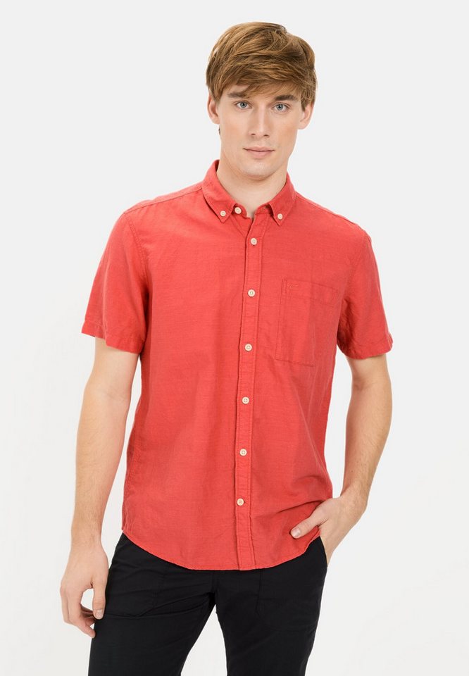 camel active Kurzarmhemd aus einem Baumwoll-Leinenmix Kurzarm Button-Down Button-Down von camel active